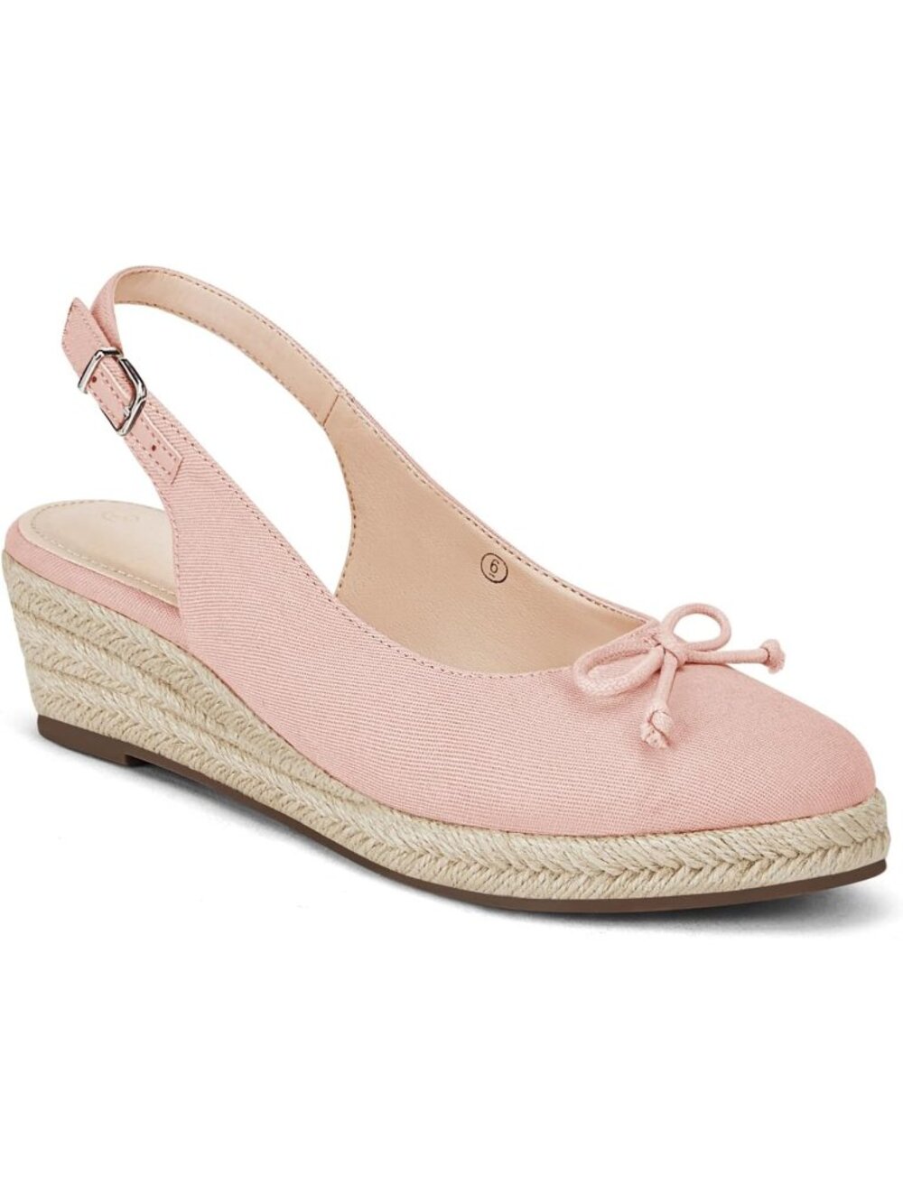 Women's Pink Closed Toe Platform Slingback Mid Low Heel Canvas Bow Dress Sandal